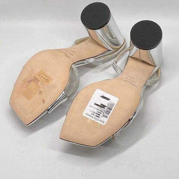 Jimmy Choo Plum Metallic Leather & Glitter Slingback Sandals size 36.5 - Picture 11 of 12